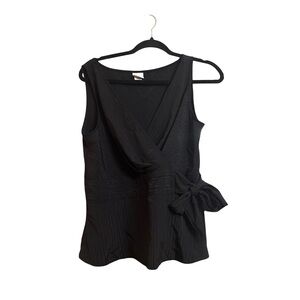 Covington Black Sleeveless Wrap Blouse